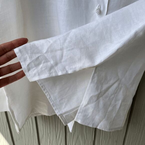 Ravel White Ramie Blouse L – Soutache Collar, Long Sleeve, Cottagecore Vintage S - Picture 6 of 10